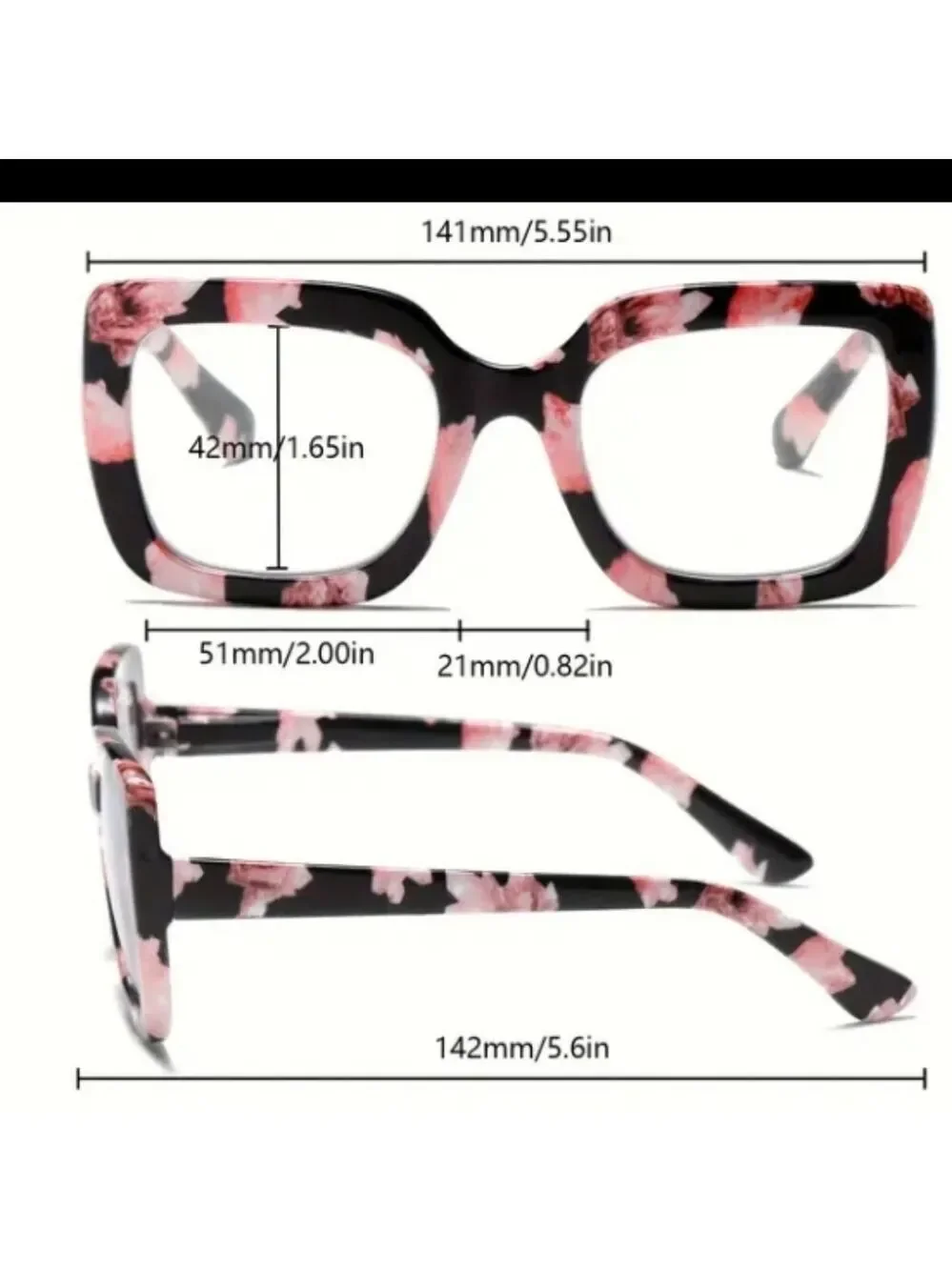+2.00 Oversized reading glasses anti blue light